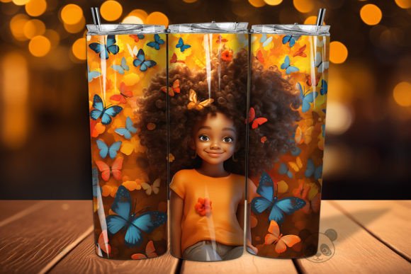 3D Afro Little Girl Tumbler Wrap PNG 1 Design