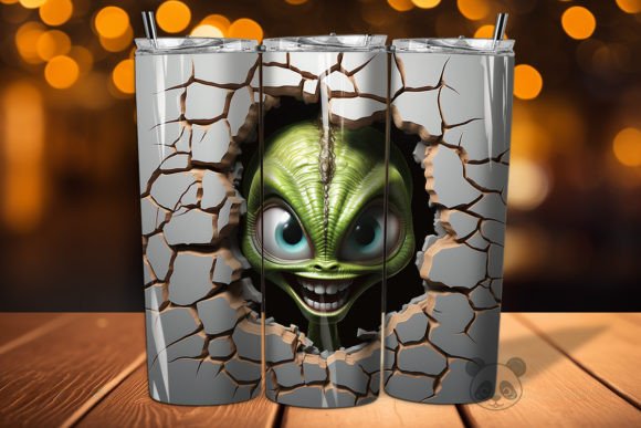 3D Alien Cracked Hole Tumbler Wrap 22 Design