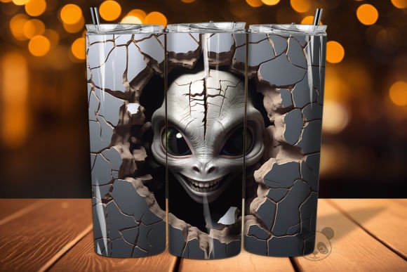 3D Alien Cracked Hole Tumbler Wrap 7 Design