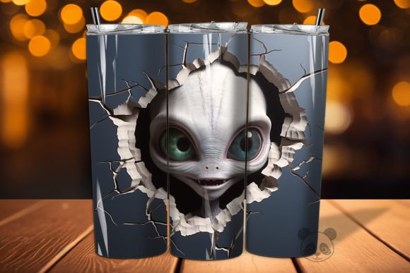 3D Alien Cracked Hole Wrap: Sci-Fi Sublimation Design