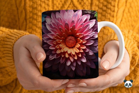 3D Aster Mug Wrap: Creative Sublimation Design
