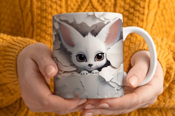 3D Fennec Fox Mug Wrap PNG: Creative Sublimation Ideas