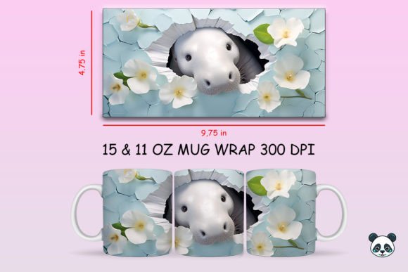 3D Manatee Mug Wrap PNG for Sublimation