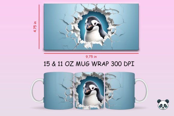 3D Penguin Mug Wrap Png 4: Creative Sublimation Design