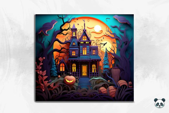 3D Spooky Haunted House Tumbler Wrap 4 Design