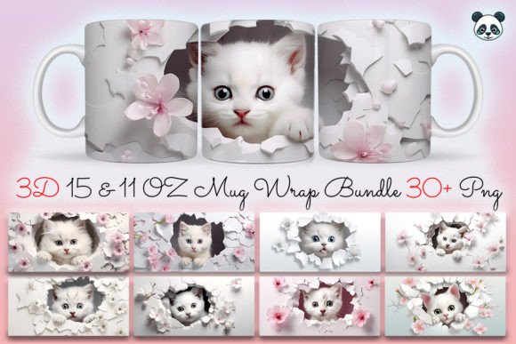Bring Your Mugs to Life with the 3D Cat Sublimation Mug Wrap Bundle