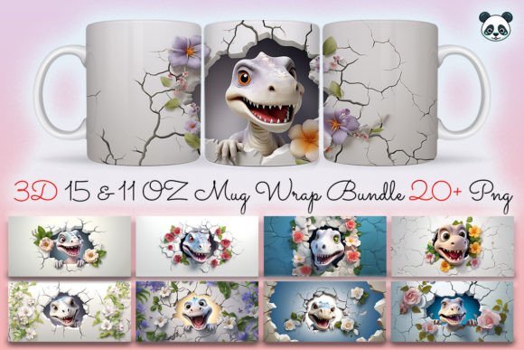 Bringing Prehistoric Cuteness to Life with the 3D Baby T-Rex Mug Wrap Bundle