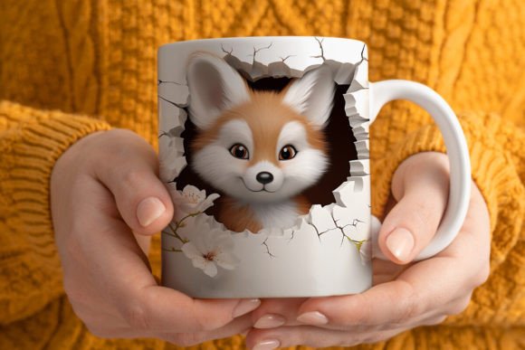Bringing the Wild to Your Workshop with a 3D Red Fox Mug Wrap PNG