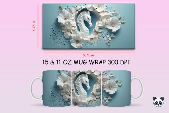 Elevate Your Sublimation with 3D Seahorse Mug Wrap Png 2