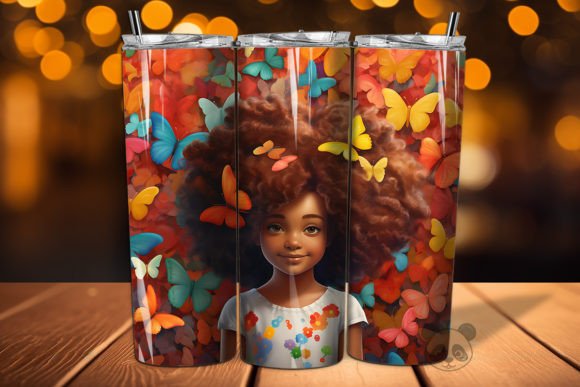 Integrating the 3D Afro Little Girl Tumbler Wrap Png 38 into Professional Sublimation Workflows