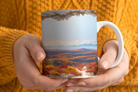 Integrating the 3D Rolling Hills in Autumn Mug Wrap into Your Sublimation Workflow