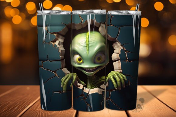 Mastering Sublimation with the 3D Alien Cracked Hole Tumbler Wrap 32 Design