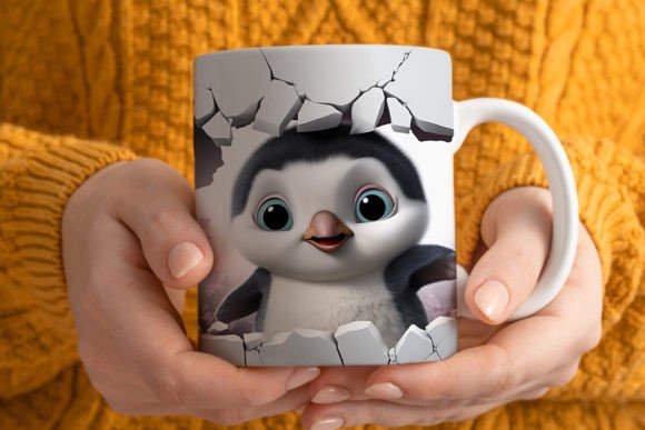 Strategic Branding with the 3D Penguin Mug Wrap Png 2 Design