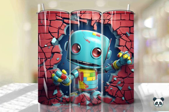 Strategic Branding with the 3D Robot Cracked Hole Tumbler Wrap 16 Design