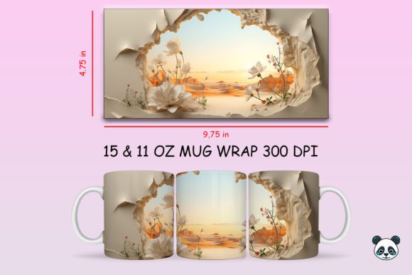 Transform Your Drinkware with the 3D Desert Oasis Mug Wrap Sublimation Design
