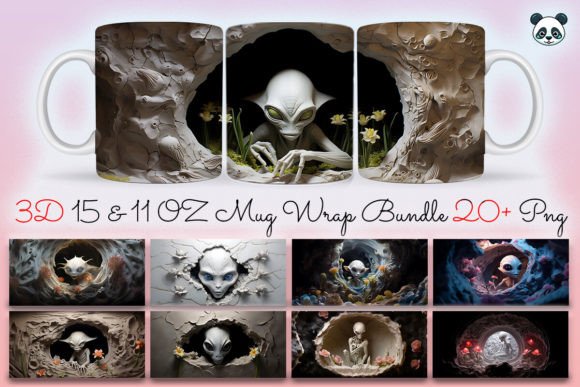 Unlock Creative Potential with the 3D Alien Mug Wrap Sublimation Bundle