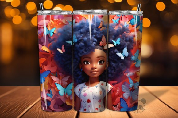 Unlocking Creative Potential with the 3D Afro Little Girl Tumbler Wrap Png 15 Design