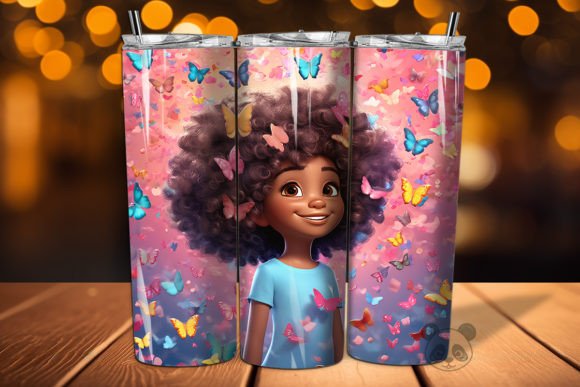 Unlocking Creativity with the 3D Afro Little Girl Tumbler Wrap PNG 6 Design