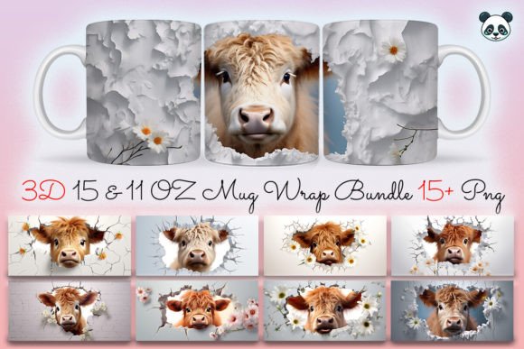 Unlocking Creativity with the 3D Highland Cow Mug Wrap Bundle