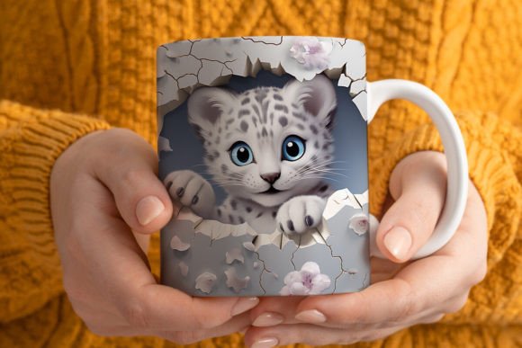 Unlocking Creativity with the 3D Snow Leopard Mug Wrap PNG